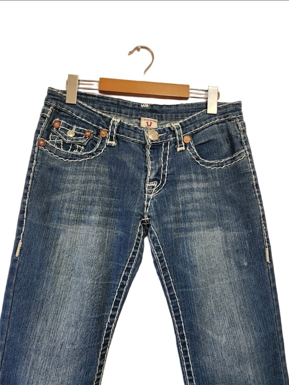 Y2K True Religion Billy Super T Thick Stitch Low Rise Flap Pocket Jeans 30 VTG - Picture 4 of 11
